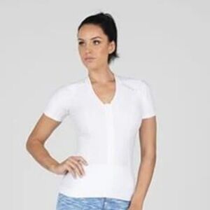 Alignmed Womens Alignme Active Posture Shirt Full Zip Top Lightweight White M
